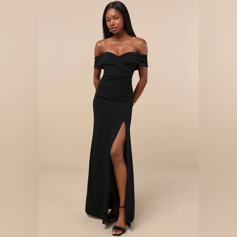 Lulus Black Off-Shoulder Evening Gown